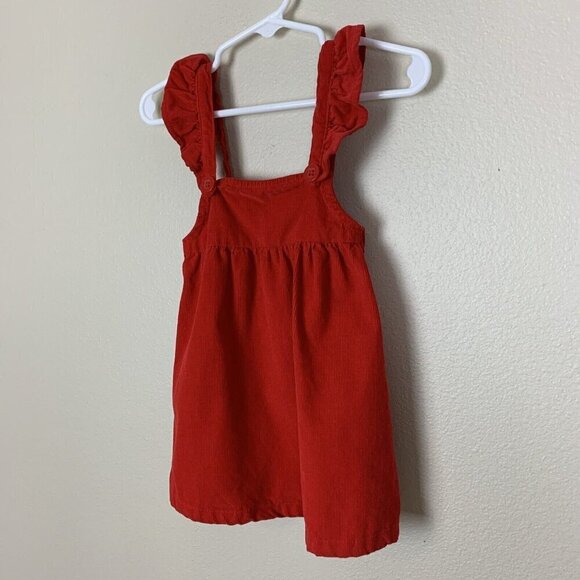 Cat & Jack Corduroy Dress Red Sleeveless Ruffle Sleeve Baby Girls 12 Months - Picture 4 of 10